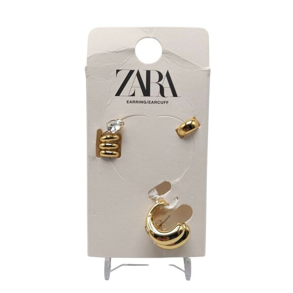 Zara Jewelry - Zara Gold Tone Earring Earcuff Set With Crystal Detail READ ME